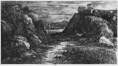 Landscape behind the defile by Rodolphe Bresdin